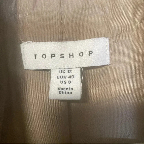 Topshop faux  leather double breasted beige cream blazer - Picture 6 of 11